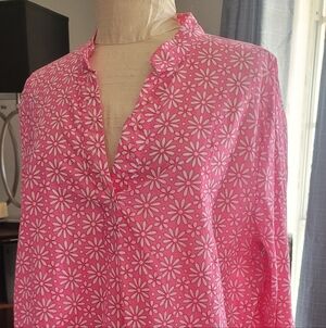 White Stag Pink and White Floral Blouse